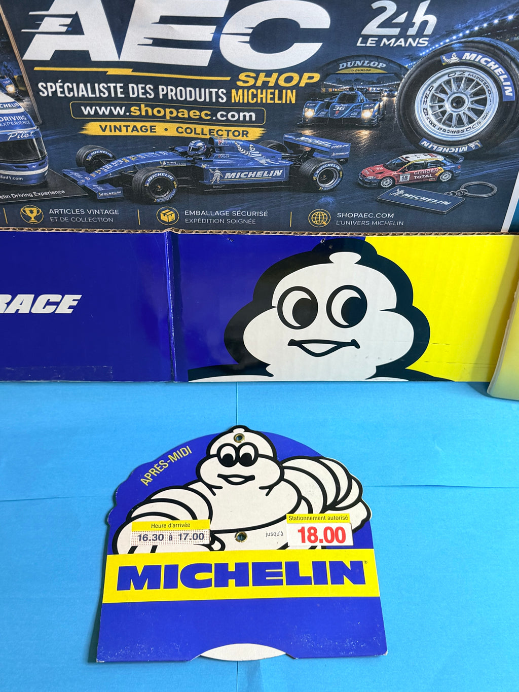 Disque de stationnement Michelin Bibendum ancien position Après-midi – accessoire publicitaire vintage de collection