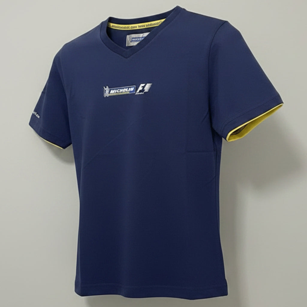 T-shirt femme officiel Michelin Formule 1 bleu marine vintage – vue de face