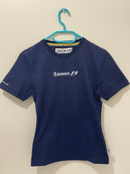 T-shirt femme Michelin F1 collector avec col en V et finitions jaunes