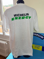 Détail logo MICHELIN Energy sur t-shirt publicitaire vintage XL
