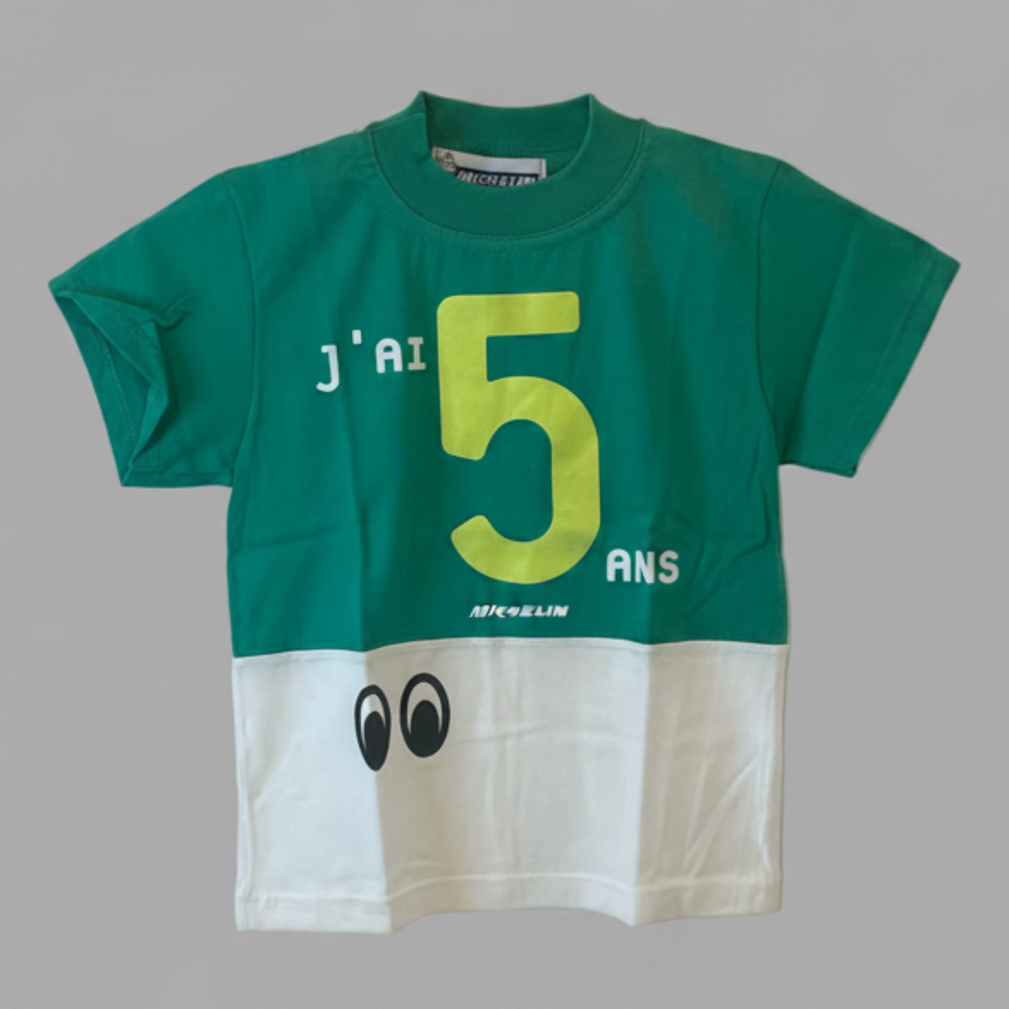 ANCIEN TEE SHIRT ENFANT MICHELIN BIBENDUM "J'AI 5 ANS" OFFICIEL NEUF