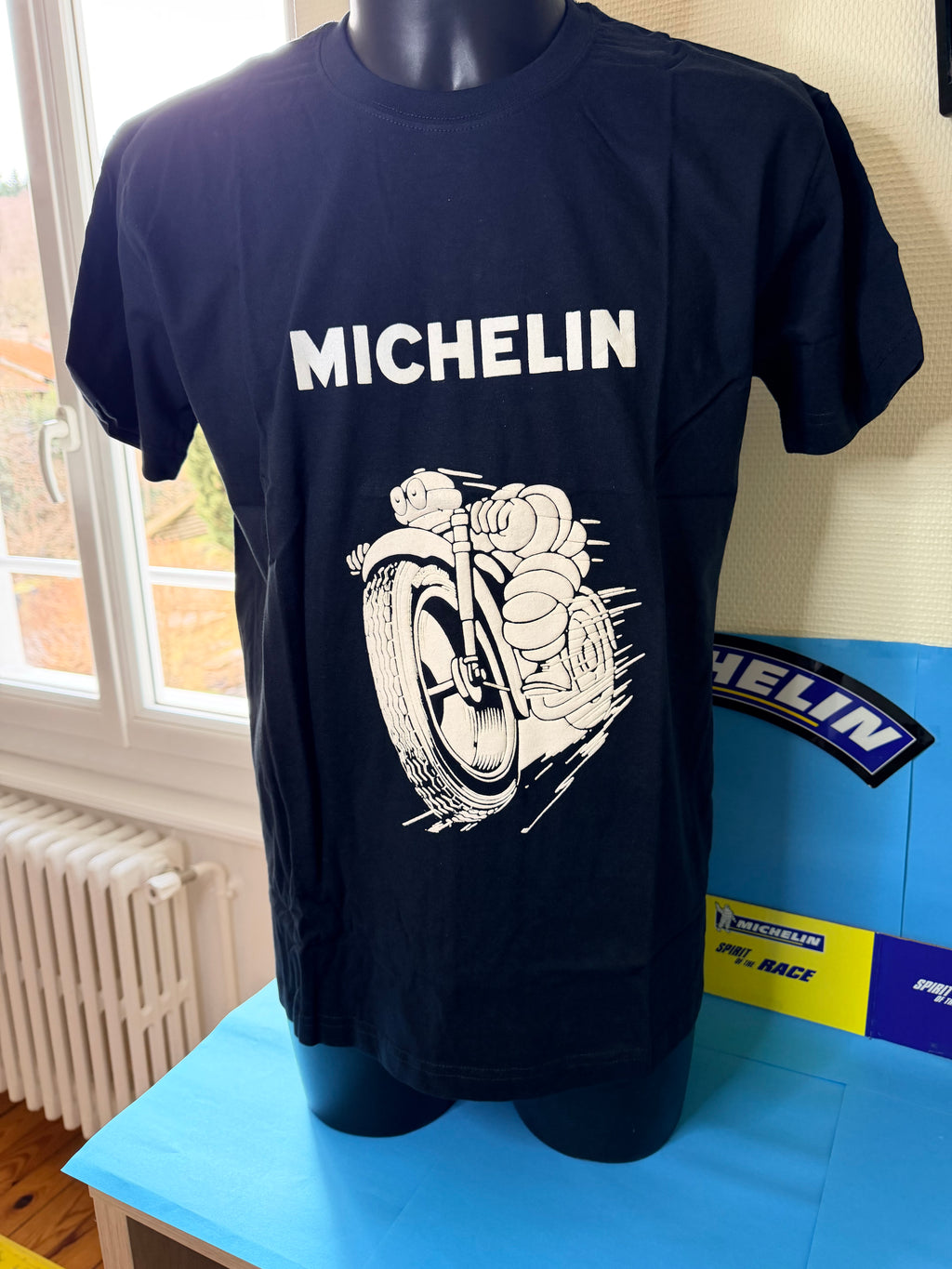 T-shirt MICHELIN Bibendum à moto vintage XL avec blister d'origine
