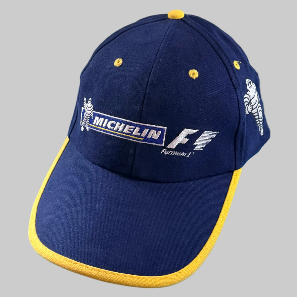 Casquette Michelin Formula 1 F1 neuve bleu marine et jaune avec logos Michelin et Bibendum brodés