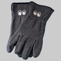 Paire de gants polaires Michelin gris anthracite avec yeux de Bibendum brodés en blanc.
