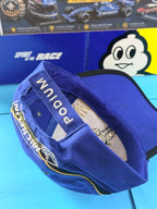 Détail intérieur et système de réglage de la casquette Michelin Podium avec sangle brodée Podium et marquage Michelin arrière.