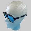 Lunettes de soleil Michelin bleu marine à verres miroir bleus, vue de trois quarts.