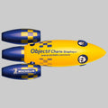 Support original « Objectif Charte Graphique », aux couleurs jaune et bleu Michelin, illustré du célèbre logotype et de motifs graphiques.