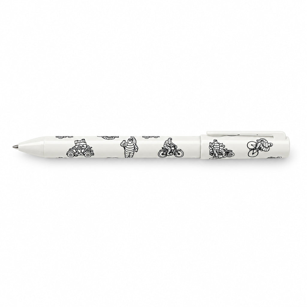 Stylo Michelin Bibendum Collector blanc avec décor intégral, état proche du neuf
