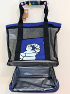 Sac Michelin avec compartiment inférieur zippé pour chaussures et doublure intérieure.