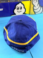 Vue arrière casquette Michelin Podium neuve bleu et jaune avec bande de réglage brodée PODIUM