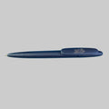 Stylo Michelin bleu foncé avec Bibendum sur le clip, objet publicitaire de collection avec mine neuve.