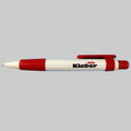 Stylo publicitaire Kleber blanc et rouge neuf avec logo de la marque et mine neuve