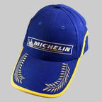 Casquette Michelin Podium neuve bleu et jaune avec logo Bibendum Michelin et lauriers brodés sur la visière